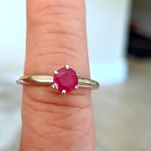 ♥️14K WHITE GOLD RUBY SOLITAIRE ENGAGEMENT RING